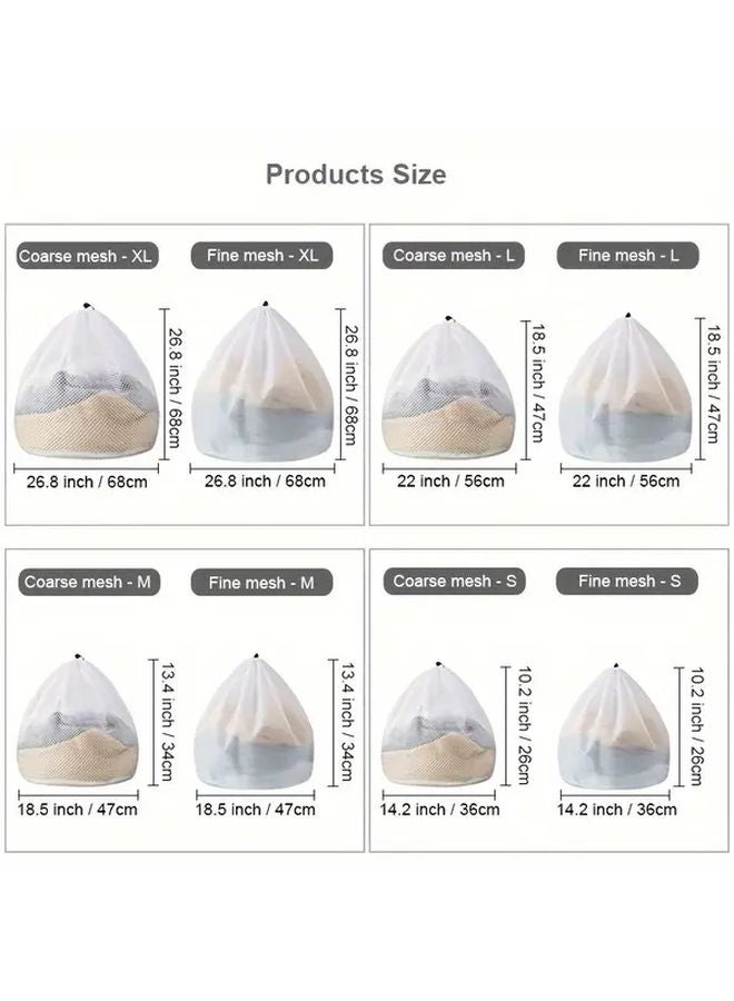 Large Coarse Mesh Laundry Bag With Drawstring Thickened Polyester For Travel College - Image 4