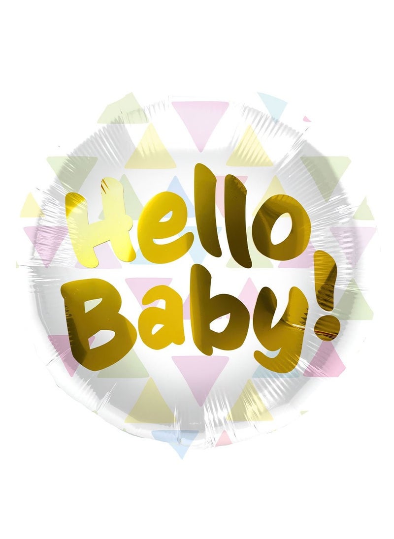 Hello Baby Round Foil Balloon White 45cm