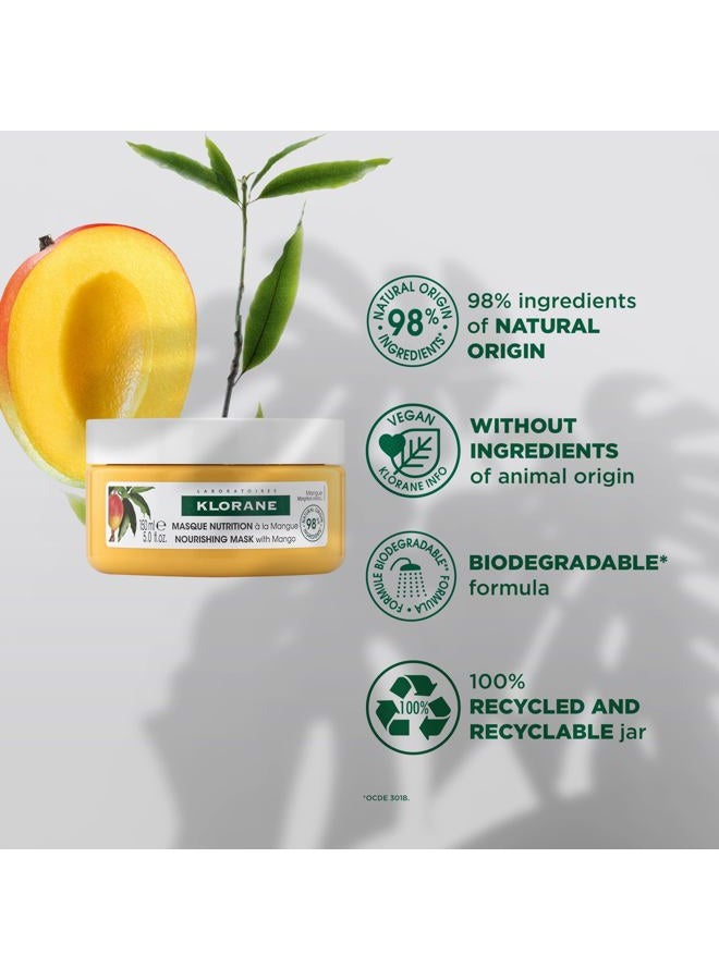 Klorane Nourishing 2-in-1 Mask with Mango, Deep Conditioning and Overnight Treatment for Dry Hair, Paraben, Silicone and Sulfate Free, Biodegradable, Vegan, 5 fl.oz. - Image 3