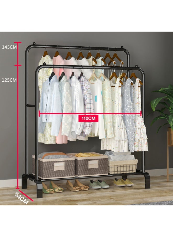 Clothes Rack, Clothing Garment Rack Metal Double Rail Hanging Clothes 2-Tier Storage Shelf for Boxes Shoes Boots Commercial Grade Multi-Purpose Entryway Shelving Unit for Home Office Bedroom (black) - Image 2