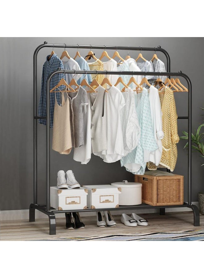 Clothes Rack, Clothing Garment Rack Metal Double Rail Hanging Clothes 2-Tier Storage Shelf for Boxes Shoes Boots Commercial Grade Multi-Purpose Entryway Shelving Unit for Home Office Bedroom (black) - Image 1