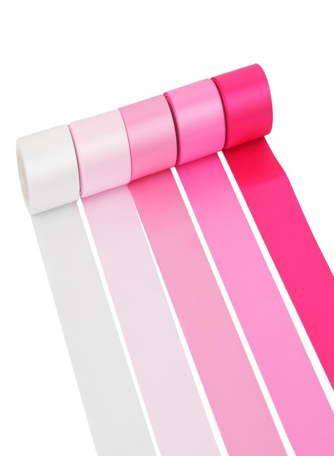 MAYREEL Pink Satin Ribbon 1.5 Inch Blush Pink Ribbon for Gift Wrapping Flower Bouquet Crafts Wedding Bridal Shower Valentine's Day 5 Rolls 5 Yards Each Color Total 25 Yards - Image 1