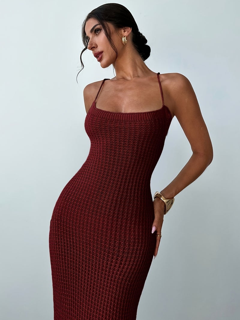 Women's Simple Elegant Fashionable Sexy Crisscross Backless Side Slit Slim Fit - Image 4