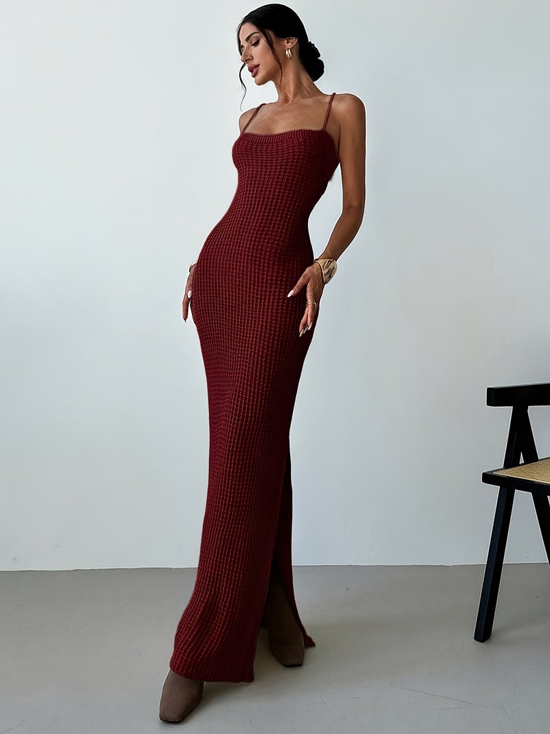 Women's Simple Elegant Fashionable Sexy Crisscross Backless Side Slit Slim Fit - Image 5
