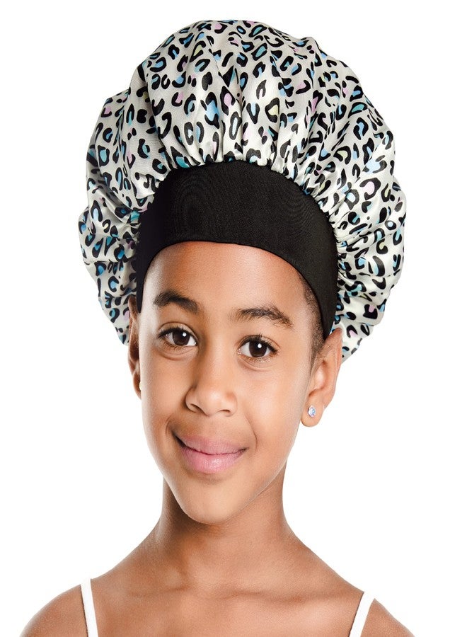 Red by Kiss Kids Satin Bonnet Sleep Cap Reversible Hair Bonnet for Boys and Girls Sleeping Night Silk Sleep Cap (Leopard) - Image 1