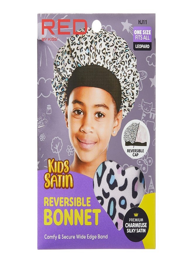 Red by Kiss Kids Satin Bonnet Sleep Cap Reversible Hair Bonnet for Boys and Girls Sleeping Night Silk Sleep Cap (Leopard) - Image 2