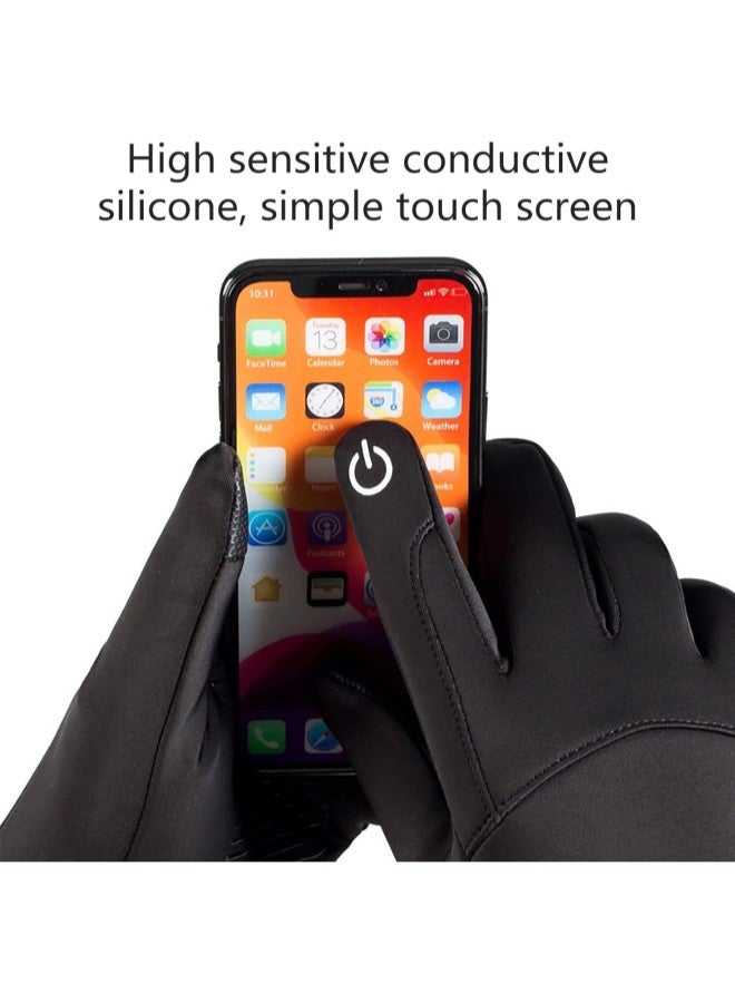 klarako Winter Gloves - Winter Warm Gloves with Touchscreen fingers, Windproof and Rainproof & Anti-Slip Design All Fingers Touch Screen Thermal Gloves for Running Cycling Hiking Driving (L, black)  - Image 2
