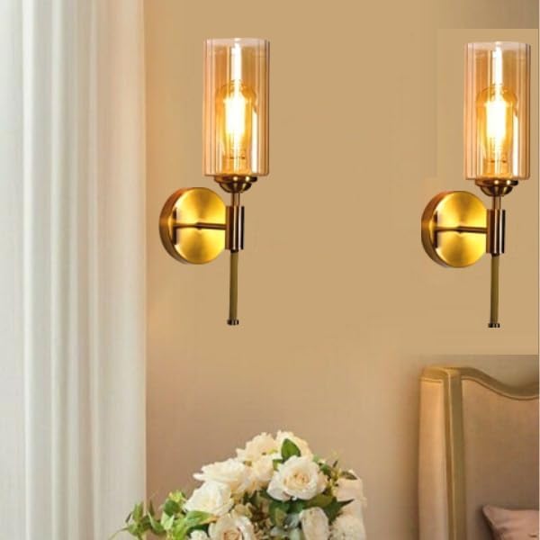 kinis Luster American Style Wall Sconces, Bedside Wall Lamp Wall Mount Light with Bell Head Metal Shade for Living Room Bedside Bedroom Indoor Doorway, Gold (Pack of 1, with Bulb) - Image 3