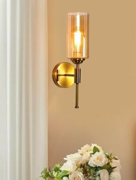 kinis Luster American Style Wall Sconces, Bedside Wall Lamp Wall Mount Light with Bell Head Metal Shade for Living Room Bedside Bedroom Indoor Doorway, Gold (Pack of 1, with Bulb) - Image 1