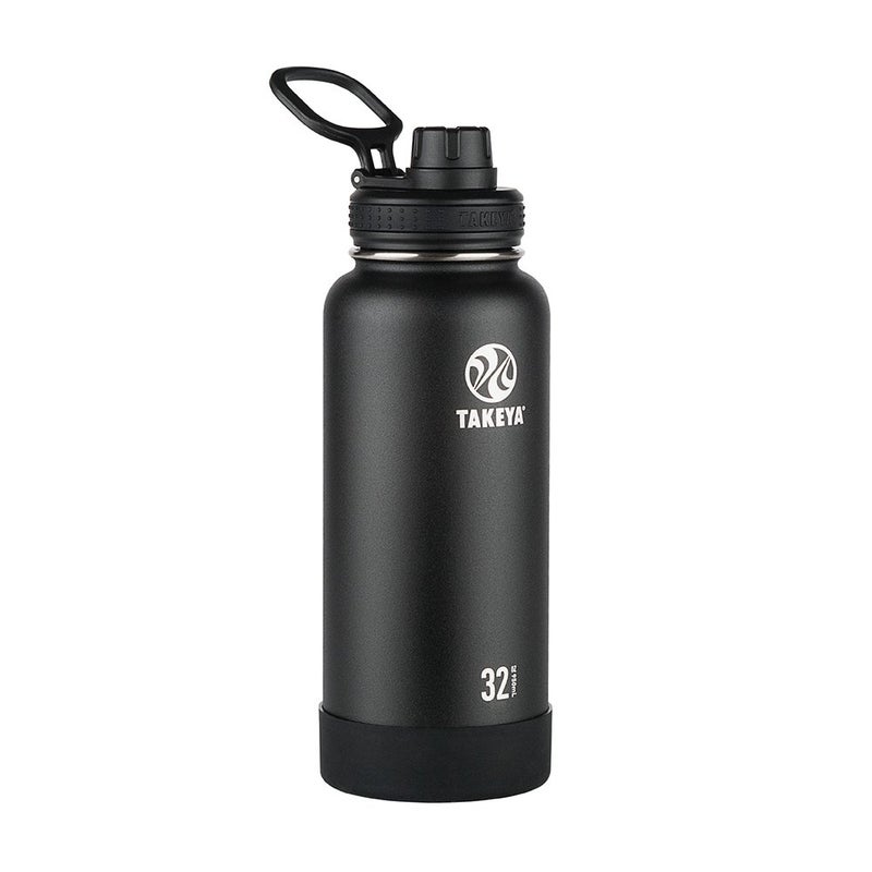 Takeya Takeya Actives Water Bottle with Spout Lid  Bottle with Double Stainless Steel Insulation  Dishwasher Safe  BPAFree  Bottle with Spout Lid  Removable Bumper  32 oz Onyx 