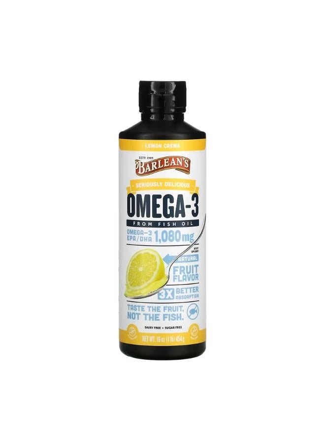 بارلينز Omega 3 Fish Oil Lemon Creme 16 oz 454 g - Image 1