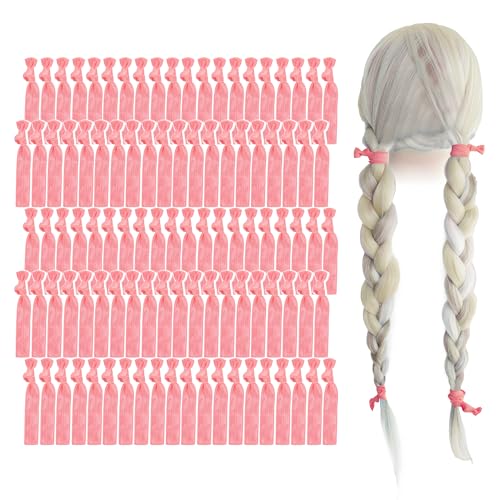 MEEDEE 100 Pack Light Pink Ouchless Elastic Hair Accessories No Crease Soft Ribbon Knotted Ties No Damage Ponytails Yoga Bracelets for Women - Image 2