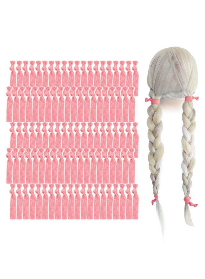 MEEDEE 100 Pack Light Pink Ouchless Elastic Hair Accessories No Crease Soft Ribbon Knotted Ties No Damage Ponytails Yoga Bracelets for Women - Image 3