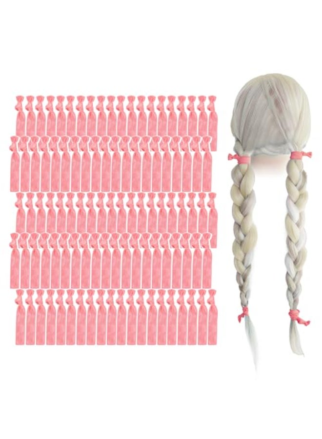 MEEDEE 100 Pack Light Pink Ouchless Elastic Hair Accessories No Crease Soft Ribbon Knotted Ties No Damage Ponytails Yoga Bracelets for Women - Image 1