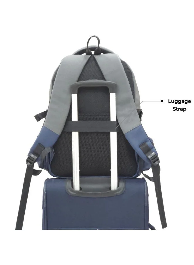Monkey Troopers Multicolour Glitch Laptop Backpack 24 Liter With Padded Compartment Multiple Pockets Breathable Back Mesh Luggage Straps Key Hook Blue/Grey  | Best Price UAE