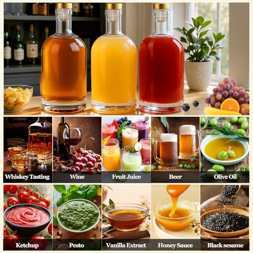 TBWIND 32 oz Clear Glass Bottles with Cork, 4 Pack Clear 1000ml Liquor Bottles, Thick Heavy Base Airtight Wine Bottles for Beverages, Liquor, Whiskey, Oil, Vinegar, Wedding Favors & Crafts - Image 5