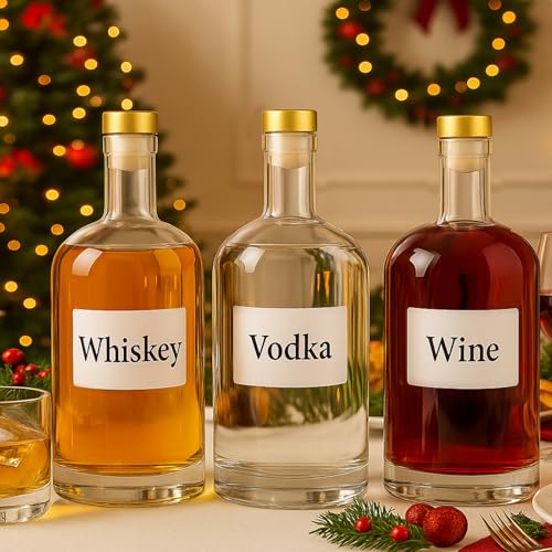 TBWIND 32 oz Clear Glass Bottles with Cork, 4 Pack Clear 1000ml Liquor Bottles, Thick Heavy Base Airtight Wine Bottles for Beverages, Liquor, Whiskey, Oil, Vinegar, Wedding Favors & Crafts - Image 3