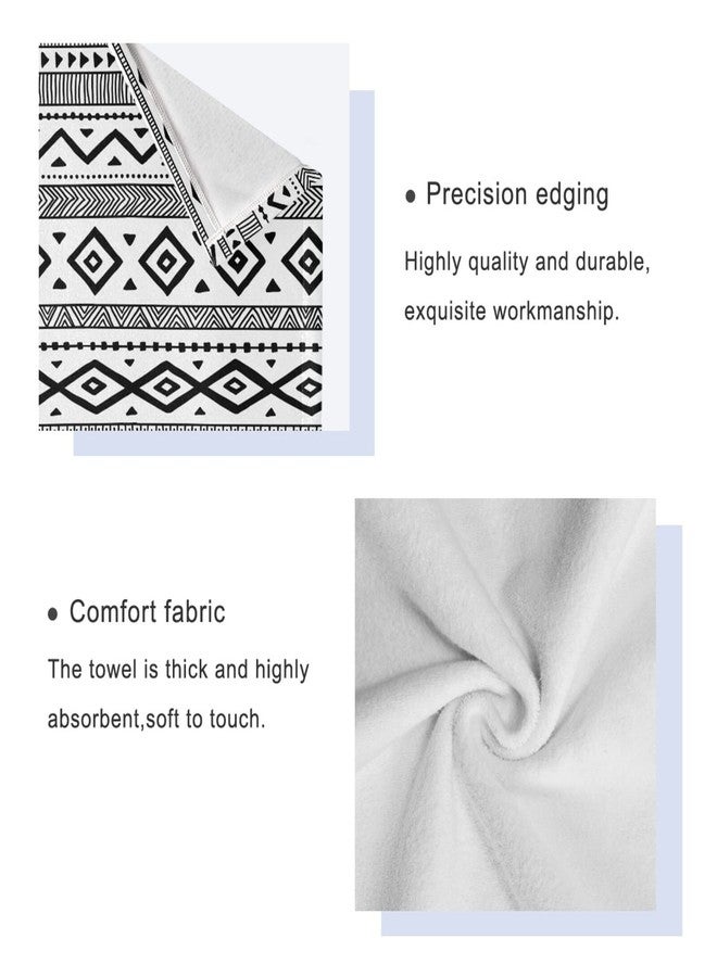 HATESAH Bath Towels Set Soft Highly Absorbent Black White Native American Tribal Aztec Ethnic Boho Style Towel Set 3 Piece,1 Bath Towel,1 Hand Towel,1 Washcloth,Luxury Towels for Bathroom,Spa,Hotel - Image 4