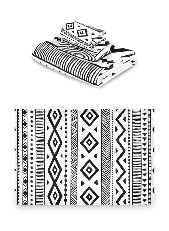 HATESAH Bath Towels Set Soft Highly Absorbent Black White Native American Tribal Aztec Ethnic Boho Style Towel Set 3 Piece,1 Bath Towel,1 Hand Towel,1 Washcloth,Luxury Towels for Bathroom,Spa,Hotel - Image 2