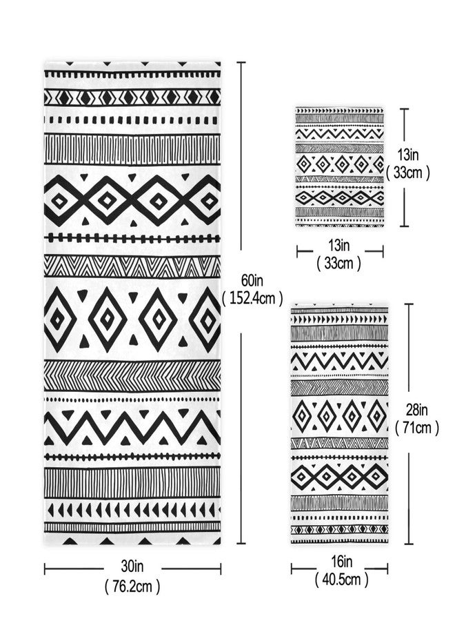 HATESAH Bath Towels Set Soft Highly Absorbent Black White Native American Tribal Aztec Ethnic Boho Style Towel Set 3 Piece,1 Bath Towel,1 Hand Towel,1 Washcloth,Luxury Towels for Bathroom,Spa,Hotel - Image 3