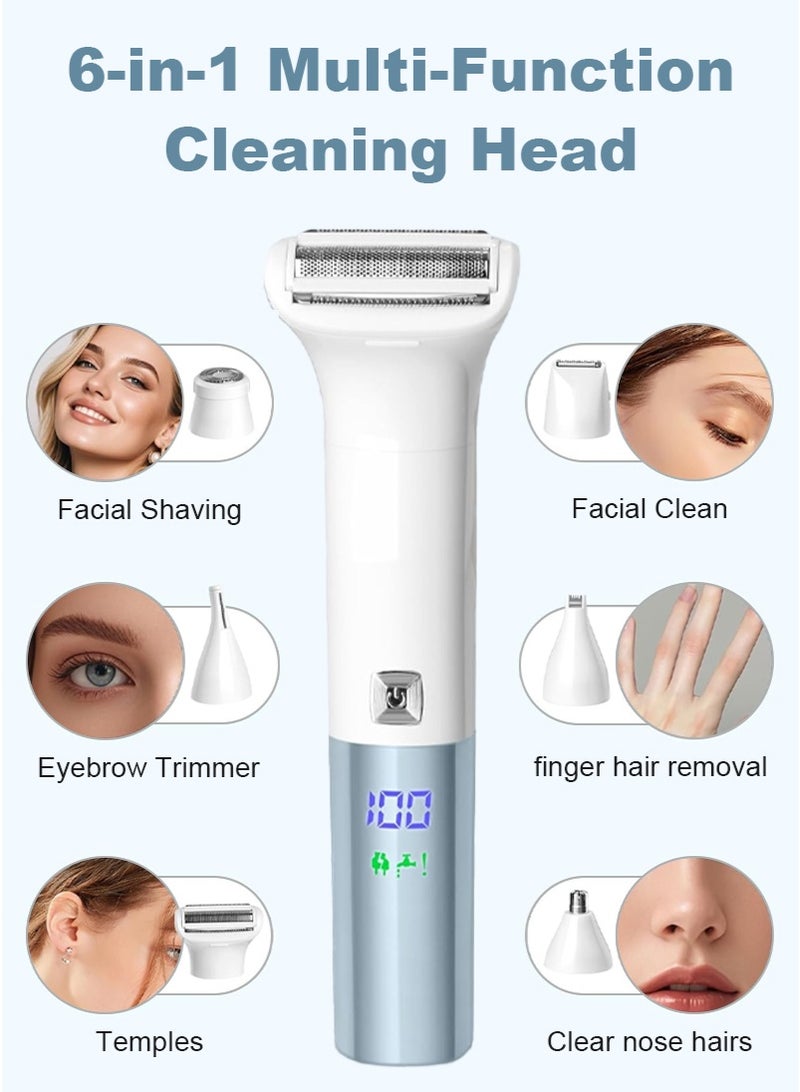 Gmisun Painless Epilator, 6 in 1 Electric Razor for Women Bikini Trimmer, Electric Hair Removal, Women's Shaver Cordless Wet and Dry, Shaver for face, Legs and underarms, Replaceable Trimmer Head, USB Rechargeable - Image 2