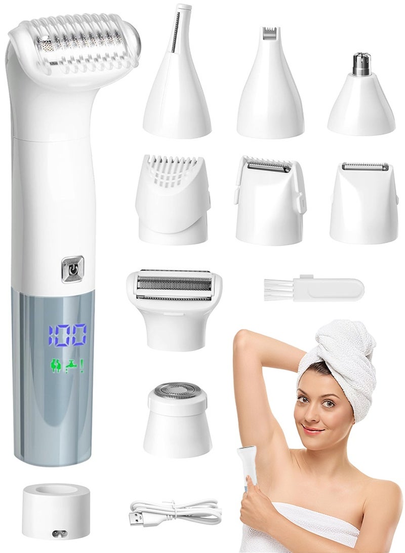 Gmisun Painless Epilator, 6 in 1 Electric Razor for Women Bikini Trimmer, Electric Hair Removal, Women's Shaver Cordless Wet and Dry, Shaver for face, Legs and underarms, Replaceable Trimmer Head, USB Rechargeable - Image 1