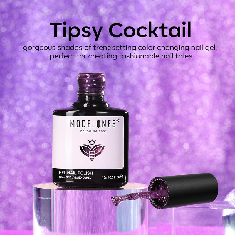 modelones Color Changing Gel Nail Polish,1Pcs 15ml Dark Blue Purple Mood Temperature Change Gel Polish Soak Off DIY Home Winter Nail Art Gift - Image 2