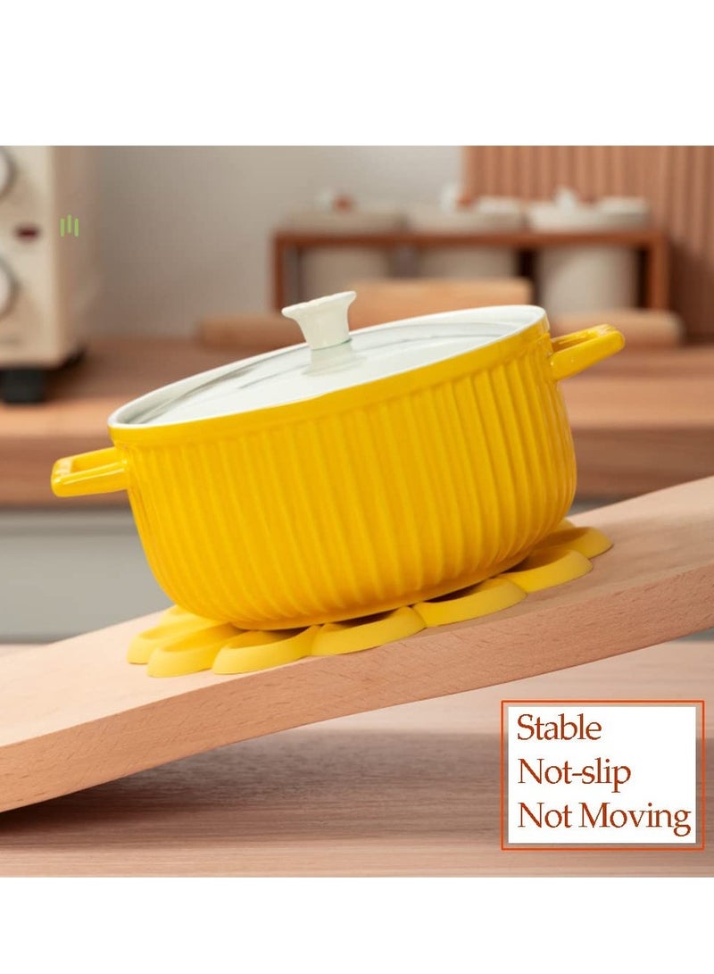 Silicone Trivet Mats Cute Flower Design Heat Resistant Non-Slip Hot Pads Food Grade Silicone BPA Free Drink Coasters for Hot Dishes Plate Coffee Mug Cup Tabletop Protection Gifts 4PCS - Image 3