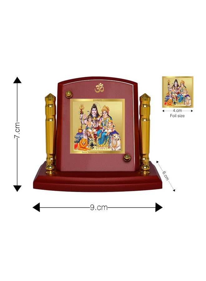 DIVINITI 24K Gold Plated Foil Shiv Parivar Photo Frame for Car Dashboard, Car Idol, Table Décor|Wooden Frame with Shiva Family Religious Pooja Prayer Frame for Gift MDF 1B P+ (7x9 cm) - Image 3