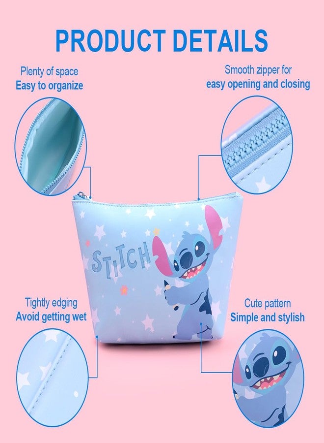 MINISO Stitch Cartoon Print Makeup Bag, Cosmetic Organizer with Zipper, Travel Toiletry Bag for Women - Image 3