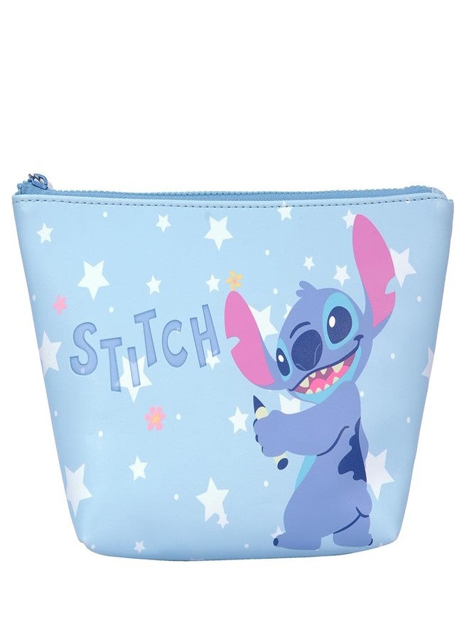 MINISO Stitch Cartoon Print Makeup Bag, Cosmetic Organizer with Zipper, Travel Toiletry Bag for Women - Image 1