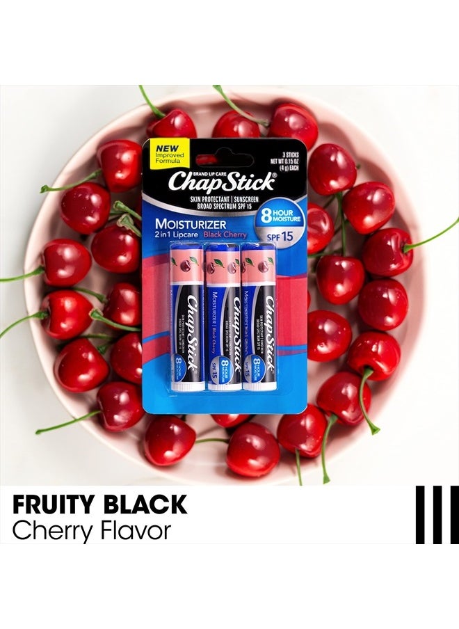 chapstick Moisturizer Black Cherry Lip Balm Tubes, SPF 15 Sunscreen and Skin Protectant - 0.15 Oz (Pack of 3)  - Image 5