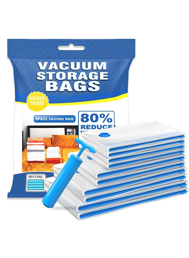 Vacuum Storage Bags, Pack of 10 Save 80% Space (2 x Jumbo, 2 x Large, 2 x Medium, 4 x Small), Reusable Vacuum Sealer Bags for clothes, blankets, bedding, pillows and Duvet with Hand Pump for Travel.  - Image 1
