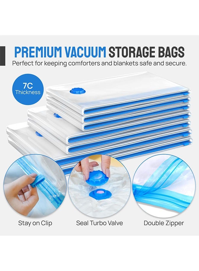 Vacuum Storage Bags, Pack of 10 Save 80% Space (2 x Jumbo, 2 x Large, 2 x Medium, 4 x Small), Reusable Vacuum Sealer Bags for clothes, blankets, bedding, pillows and Duvet with Hand Pump for Travel.  - Image 3