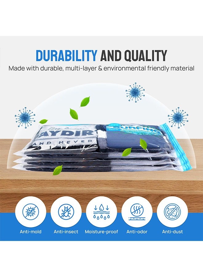 Vacuum Storage Bags, Pack of 10 Save 80% Space (2 x Jumbo, 2 x Large, 2 x Medium, 4 x Small), Reusable Vacuum Sealer Bags for clothes, blankets, bedding, pillows and Duvet with Hand Pump for Travel.  - Image 4