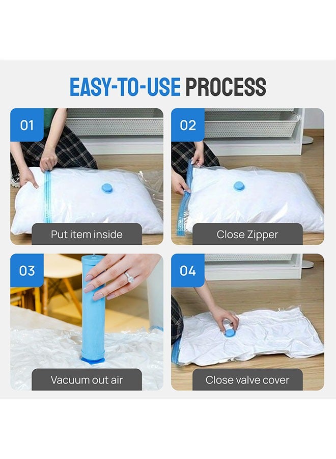 Vacuum Storage Bags, Pack of 10 Save 80% Space (2 x Jumbo, 2 x Large, 2 x Medium, 4 x Small), Reusable Vacuum Sealer Bags for clothes, blankets, bedding, pillows and Duvet with Hand Pump for Travel.  - Image 5