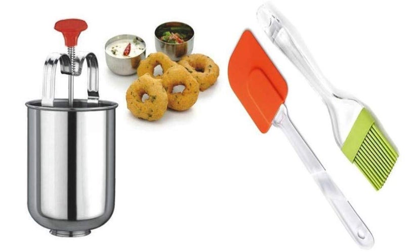 SYGNIUS Stainless Steel Medu Vada Maker with Stand, Mendu WADA Machine, Mendu WADA Maker, Makes Perfectly Shaped & Crispy Medu Vada (Combo -1) - Image 1