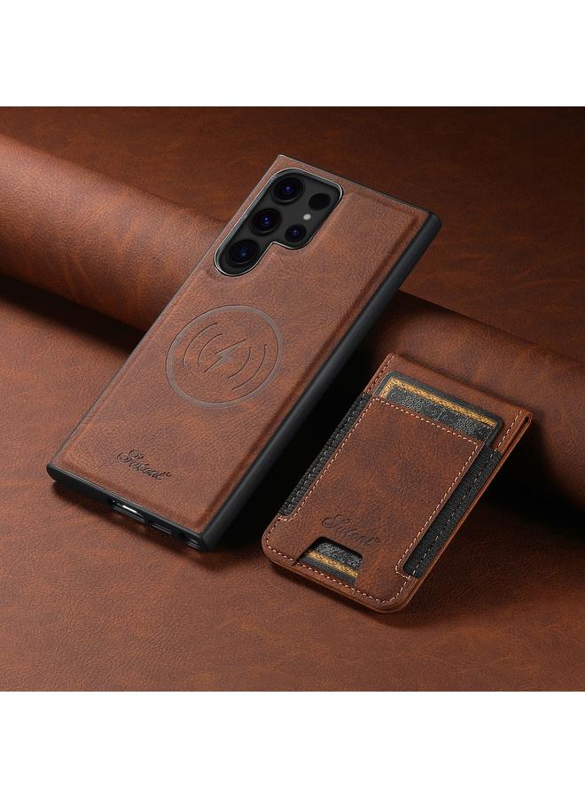 Suteni Case For Samsung Galaxy S24 Ultra 5G H17 Litchi Texture Leather MagSafe Detachable Wallet Phone Case - Image 2