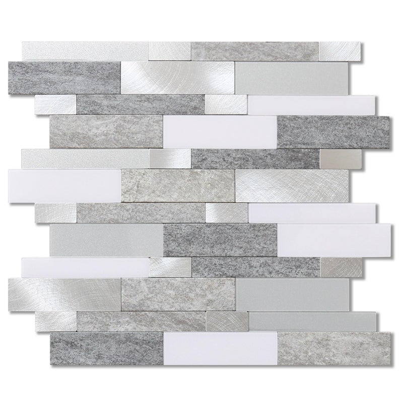 BeNice Backsplash Peel and Stick Wall Tiles for Kitchen Subway Self Adhesive Linear Mosaic Stickers Bathroom Waterproof(10 Sheets  Rustic Gray) - Image 1