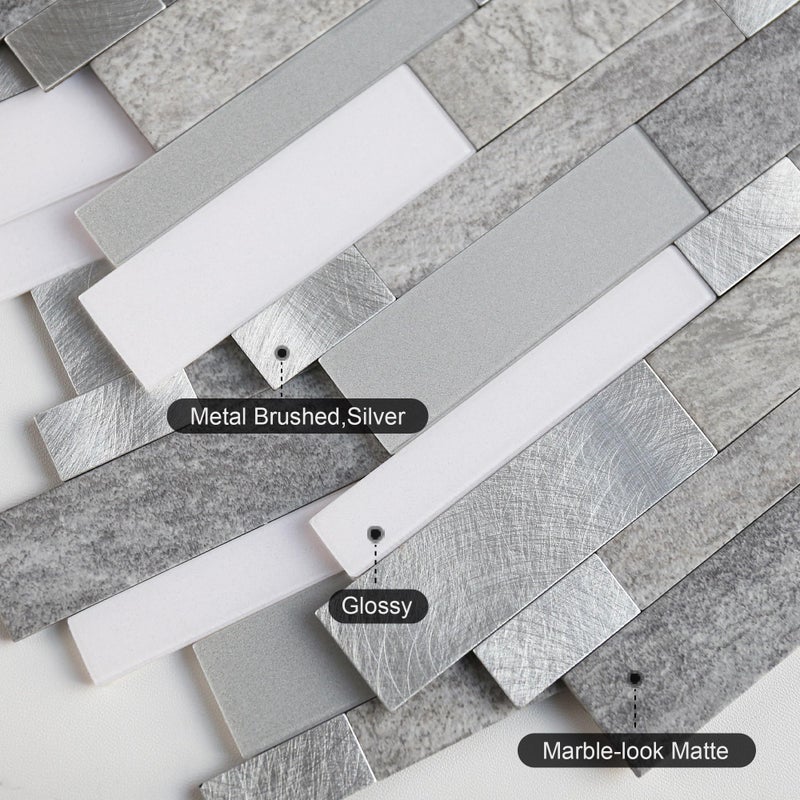BeNice Backsplash Peel and Stick Wall Tiles for Kitchen Subway Self Adhesive Linear Mosaic Stickers Bathroom Waterproof(10 Sheets  Rustic Gray) - Image 2