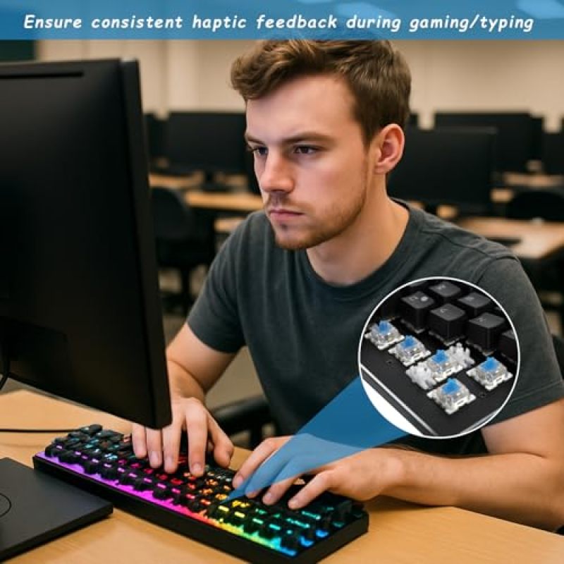 Clicky Mechanical Switch 3-Pin Blue Transparent Housing - Pre-Lubricated POM Stem Dust-Proof Durability Keyboard Switch for Custom Mechanical Keyboard Builds Gaming Typing Enthusiasts - Image 4
