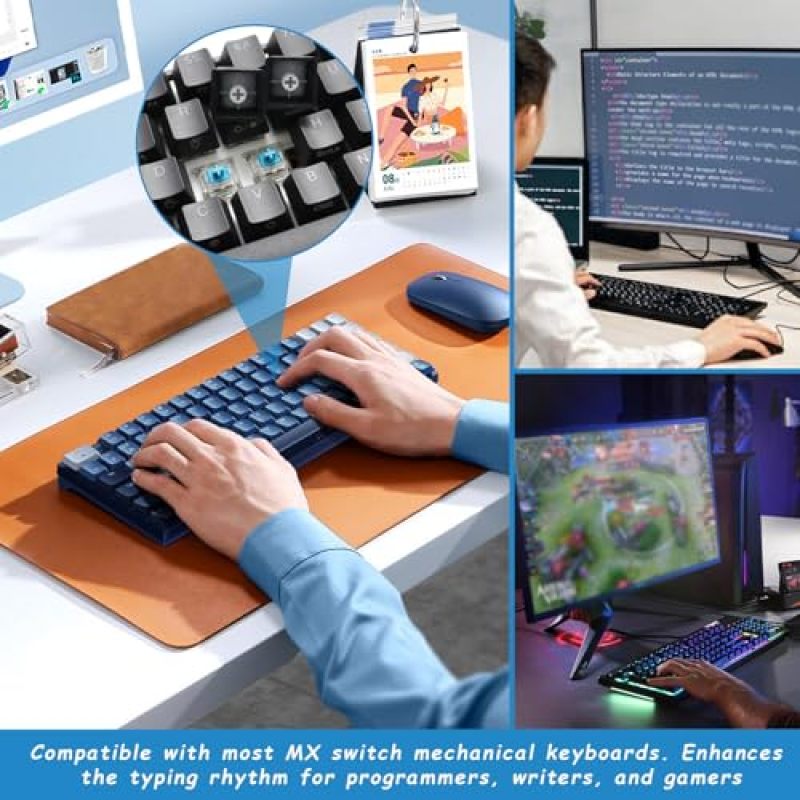 Clicky Mechanical Switch 3-Pin Blue Transparent Housing - Pre-Lubricated POM Stem Dust-Proof Durability Keyboard Switch for Custom Mechanical Keyboard Builds Gaming Typing Enthusiasts - Image 3