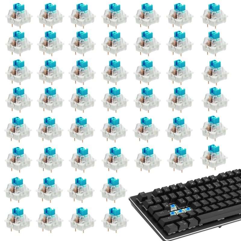 Clicky Mechanical Switch 3-Pin Blue Transparent Housing - Pre-Lubricated POM Stem Dust-Proof Durability Keyboard Switch for Custom Mechanical Keyboard Builds Gaming Typing Enthusiasts - Image 5