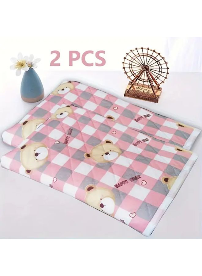 دب وردي قابلة لإعادة الاستخدام فراش حيوان أليف كبير قابل للغسل 47 × 31 بوصة قطعتان - Image 1