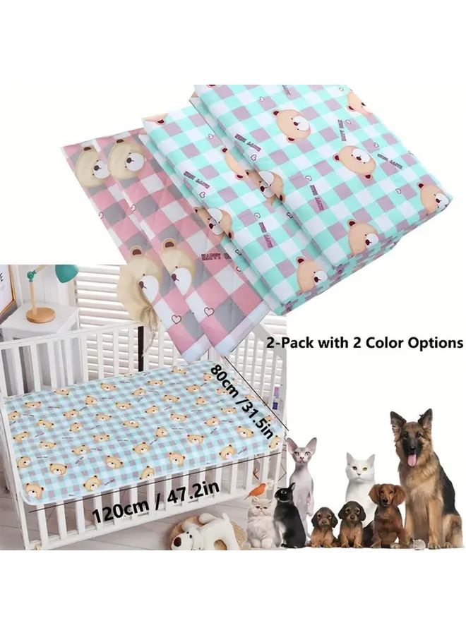 دب وردي قابلة لإعادة الاستخدام فراش حيوان أليف كبير قابل للغسل 47 × 31 بوصة قطعتان - Image 2