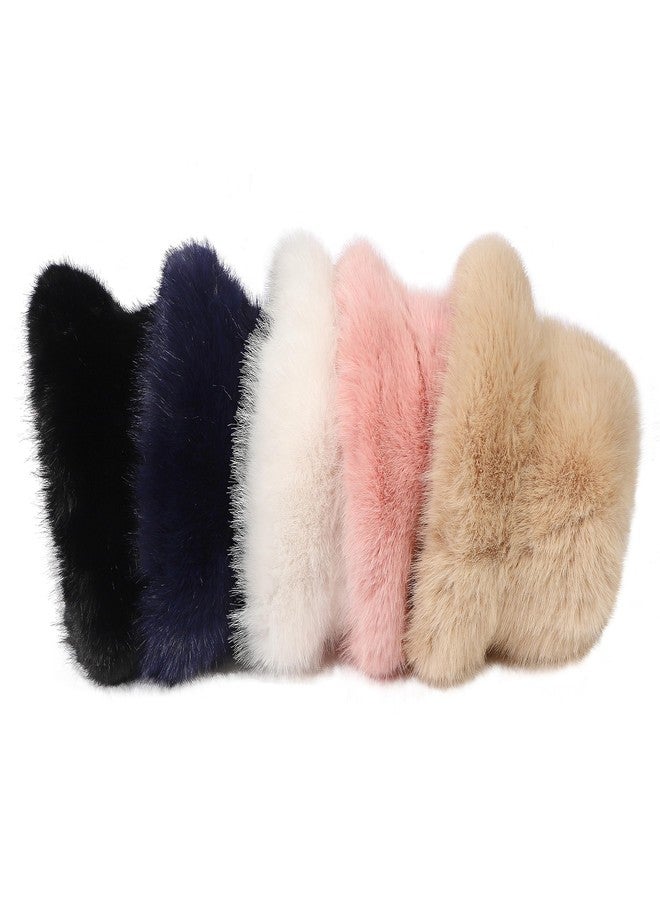 LA CARRIE Women's Fuzzy Wide Brim Faux Fur Bucket Hat Winter Warmer Fisherman Cap(Beige) - Image 5