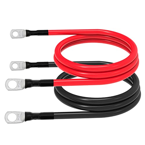 TUELETFU كابلات بطارية 5 AWG كابلات عاكس الطاقة 5 قياس مع لقم 3/8 بوصة و 5/16 بوصة في كل طرف للسفن البحرية والقوارب والمركبات الترفيهية والسيارات وسيارات الدفع الرباعي والشاحنات والجرارات والدراجات النارية 2 قطعة (2 قدم، 5 AWG) - Image 5