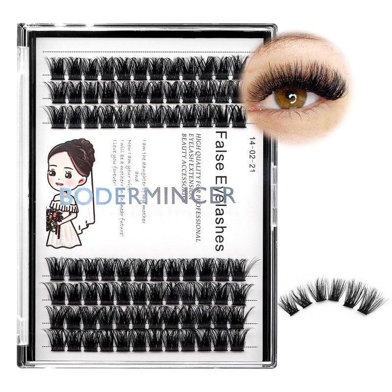 Bodermincer 84 Clusters Large Pack D Curl Volume Lashes Set Wide Cluster False Eyelash DIY Eyelash Extension Individual Lash Girl Women Home Eyelash Extension 14mm