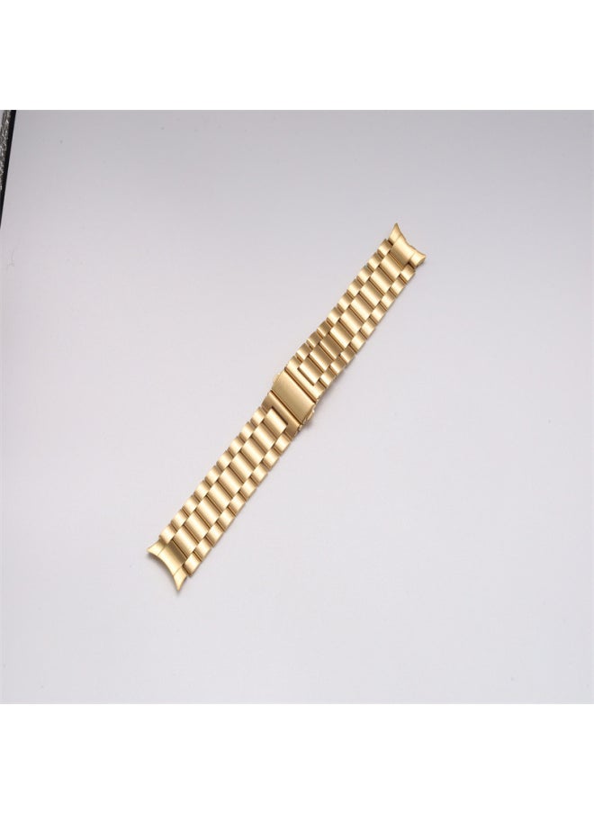 Generic - Suitable For Samsung Watch4/5Pro Crescent Arc Interface Smart Watch Three Stainless Steel Watch Strap-Color:watch4/5/6 Three Beads Flat Buckle Silver Gold - Image 1