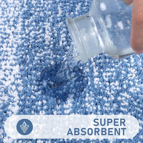 Bsmathom Bathroom Rugs Sets 4 Piece with Toilet Lid Cover, Non-Slip Bath Rugs for Bathroom, Microfiber Shaggy Absorbent Bath Rugs with U-Shaped Toilet Rug, Blue - Image 4